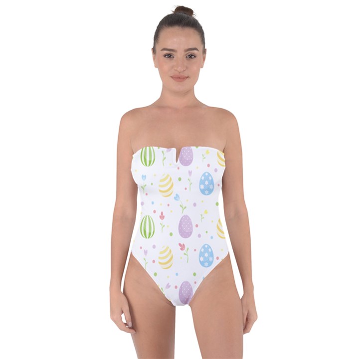 Easter Pattern Tie Back One Piece Swimsuit