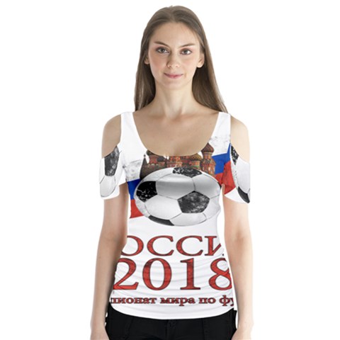 Russia Football World Cup Butterfly Sleeve Cutout Tee  by Valentinaart