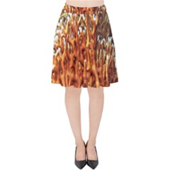 Fire Coral 1 Velvet High Waist Skirt by trendistuff