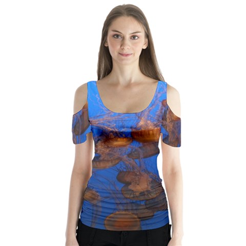 Jellyfish Aquarium Butterfly Sleeve Cutout Tee  by trendistuff