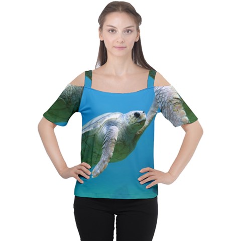 Sea Turtle 2 Cutout Shoulder Tee by trendistuff