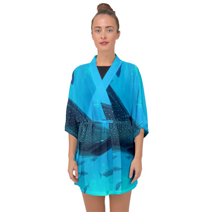 WHALE SHARK 2 Half Sleeve Chiffon Kimono