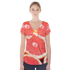 Grapefruit 1 Short Sleeve Front Detail Top by trendistuff