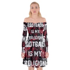 Football Is My Religion Off Shoulder Skater Dress by Valentinaart