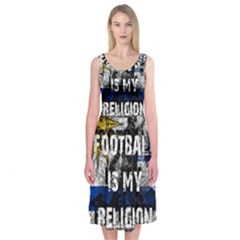 Football Is My Religion Midi Sleeveless Dress by Valentinaart