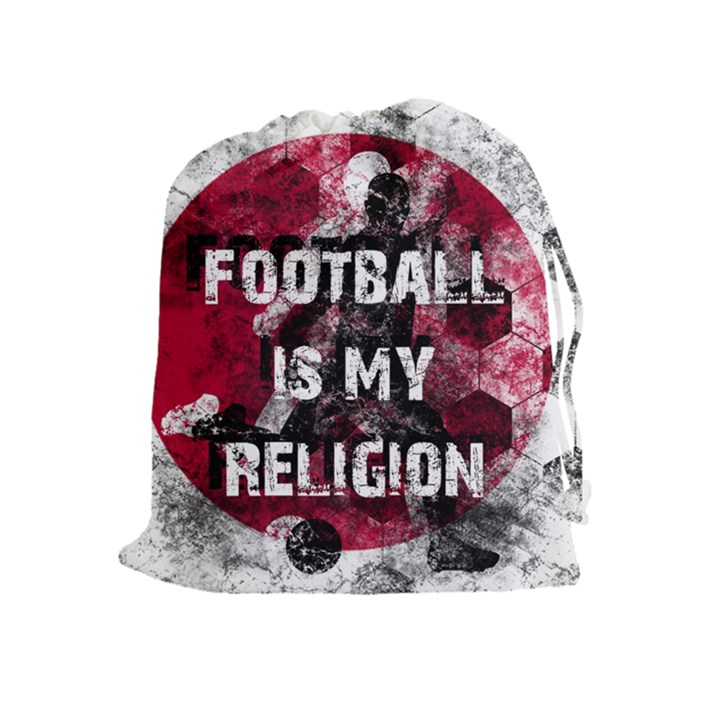 Football is my religion Drawstring Pouches (Extra Large)