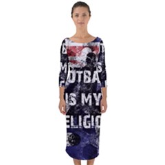 Football Is My Religion Quarter Sleeve Midi Bodycon Dress by Valentinaart