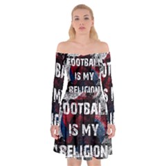 Football Is My Religion Off Shoulder Skater Dress by Valentinaart