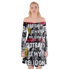 Football Is My Religion Off Shoulder Skater Dress by Valentinaart