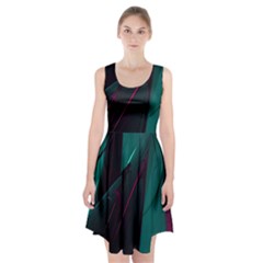 Abstract Green Purple Racerback Midi Dress by Sapixe