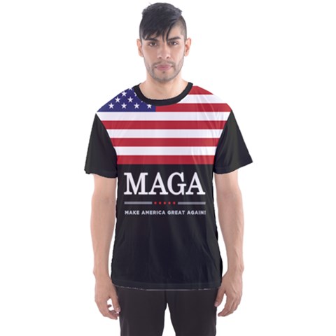 Maga Make America Great Again With Us Flag On Black Men s Sports Mesh Tee by snek