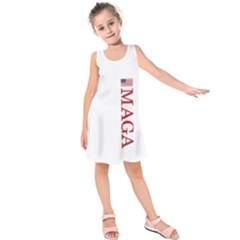 Maga Make America Great Again With Us Flag On Black Kids  Sleeveless Dress by snek