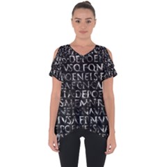 Antique Roman Typographic Pattern Cut Out Side Drop Tee by dflcprints