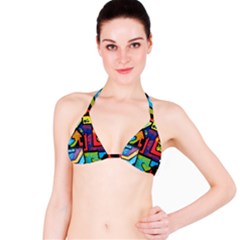 Urban Graffiti Movie Theme Productor Colorful Abstract Arrows Bikini Top by genx