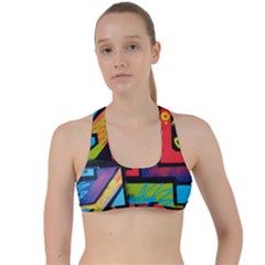 Urban Graffiti Movie Theme Productor Colorful Abstract Arrows Criss Cross Racerback Sports Bra by genx