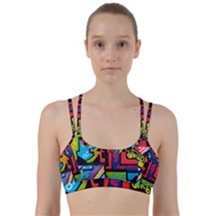 Urban Graffiti Movie Theme Productor Colorful Abstract Arrows Line Them Up Sports Bra by genx