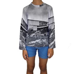 Omaha Airfield Airplain Hangar Kids  Long Sleeve Swimwear by Nexatart