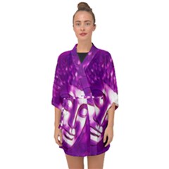 Purple Buddha Art Portrait Half Sleeve Chiffon Kimono by yoursparklingshop