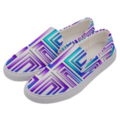 Geometric 3d Metallic Aqua Purple Men s Canvas Slip Ons by Nexatart