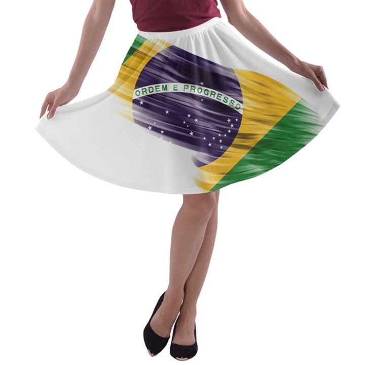 Flag Of Brazil A-line Skater Skirt