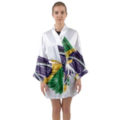 Flag Of Brazil Long Sleeve Kimono Robe by Sapixe