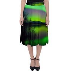 Green Northern Lights Canada Folding Skater Skirt by Sapixe