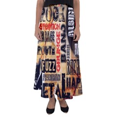 Guitar Typography Flared Maxi Skirt by Sapixe