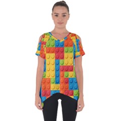 Lego Bricks Pattern Cut Out Side Drop Tee by Sapixe