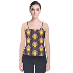 Pattern Background Yellow Bright Velvet Spaghetti Strap Top by Sapixe