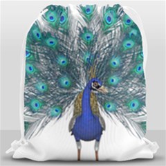 Peacock Bird Peacock Feathers Drawstring Bag (large) by Sapixe