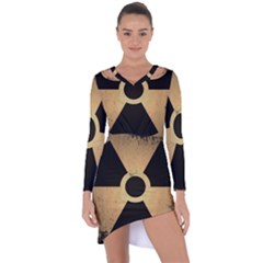 Radioactive Warning Signs Hazard Asymmetric Cut-out Shift Dress by Sapixe