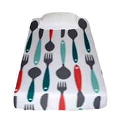 Spoon Fork Knife Pattern Fitted Sheet (single Size) by Sapixe