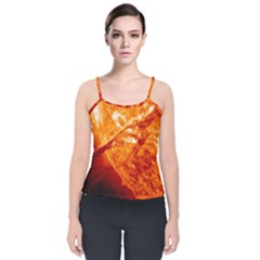 Spectacular Solar Prominence Velvet Spaghetti Strap Top by Sapixe