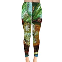 Royal Marine With Stone Lions Leggings  by bestdesignintheworld