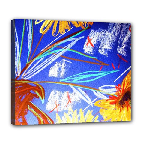 Ceramic Jur And Sunlowers Deluxe Canvas 24  X 20   by bestdesignintheworld