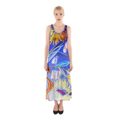 Dscf1385 - Sunflowers In Ceramic Jur Sleeveless Maxi Dress by bestdesignintheworld