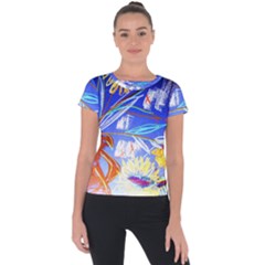 Dscf1385 - Sunflowers In Ceramic Jur Short Sleeve Sports Top  by bestdesignintheworld