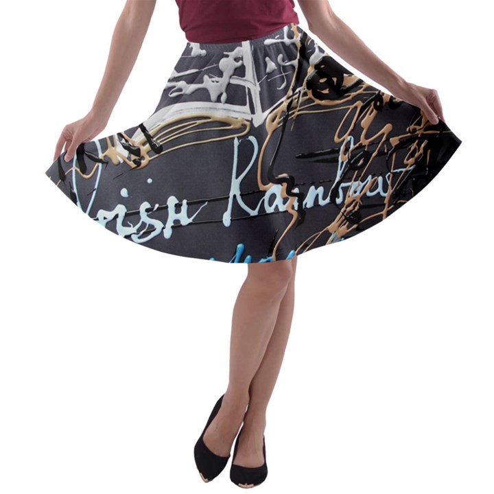 Dscf1638 - written poems A-line Skater Skirt