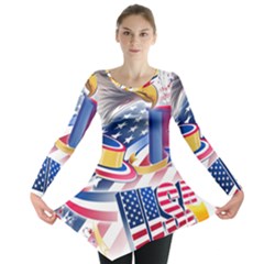 United States Of America Usa  Images Independence Day Long Sleeve Tunic  by Sapixe