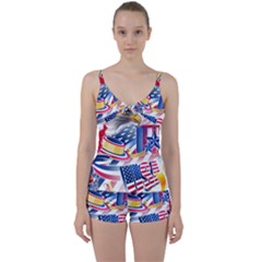 United States Of America Usa  Images Independence Day Tie Front Two Piece Tankini by Sapixe