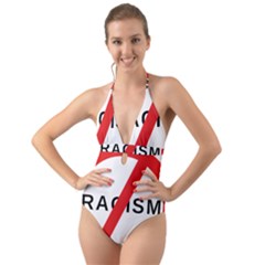 2000px No Racism Svg Halter Cut-out One Piece Swimsuit by demongstore