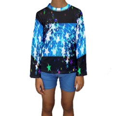 Star Abstract Background Pattern Kids  Long Sleeve Swimwear by Sapixe