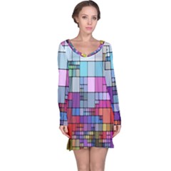 Color Abstract Visualization Long Sleeve Nightdress by Sapixe