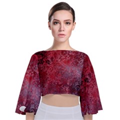 Background Texture Structure Tie Back Butterfly Sleeve Chiffon Top by Sapixe