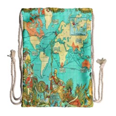 Vintage Map-1 Drawstring Bag (large) by ArtworkByPatrick