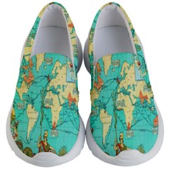 Vintage Map-1 Kid s Lightweight Slip Ons by ArtworkByPatrick