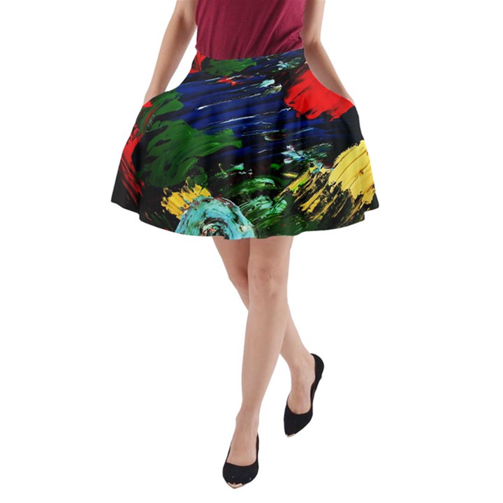 Tumble Weed And Blue Rose A-Line Pocket Skirt