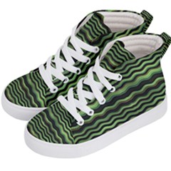 Modern Wavy Stripes Pattern Kid s Hi-top Skate Sneakers by dflcprints