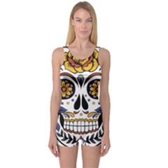 Sugar Skull One Piece Boyleg Swimsuit by StarvingArtisan