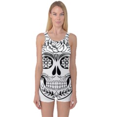 Sugar Skull One Piece Boyleg Swimsuit by StarvingArtisan